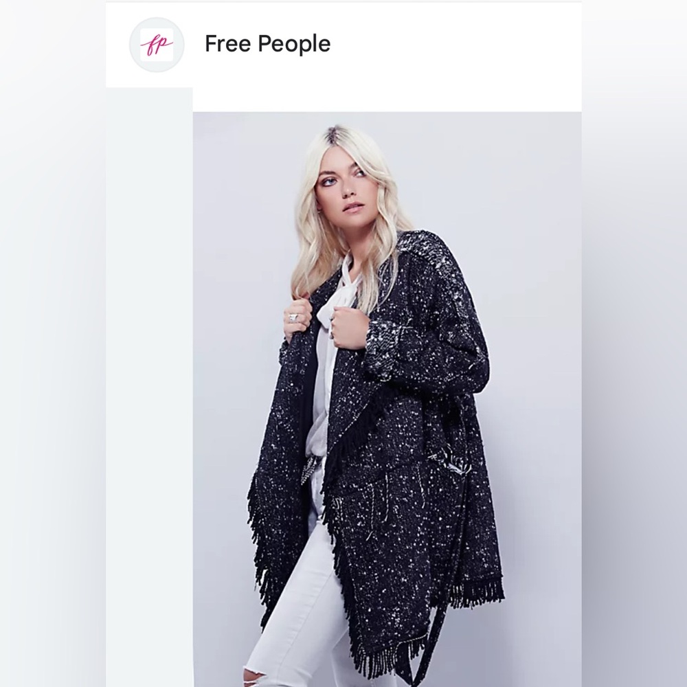Free People Fringe Wrap Blanket Coat Size Small